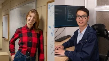 Polina Aduvina and Zhen Liu look into the camera.